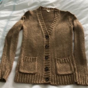 J Crew gold metallic cardigan sweater, Small